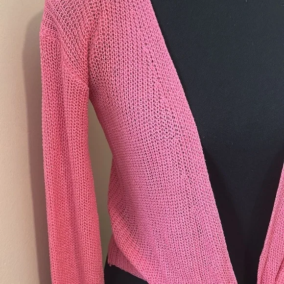 Hyped Unicorn Pink Front Tie Knot Long Sleeve Knit Cropped Cardigan Size S/M NWT - Picture 5 of 9